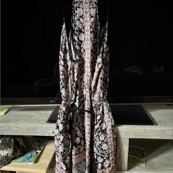 Forever 21 Black Mini  Slip Dress with Pink Floral Embroidery Paneling - Picture 3 of 6